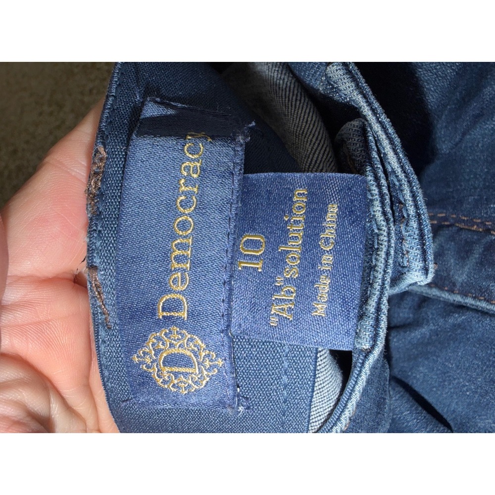 Democracy Ab solution Straight Leg Jeans Blue Frayed Hem B2697YTY Womens 10 Z4 - Picture 6 of 9